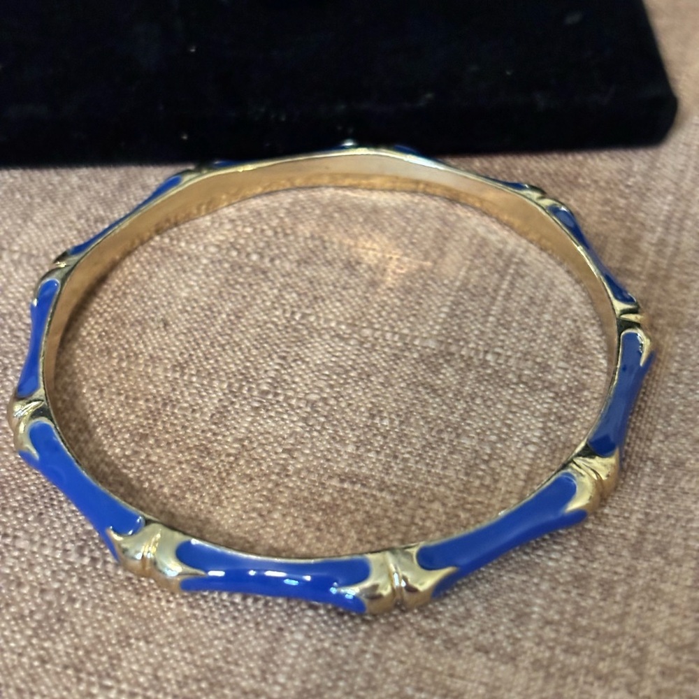 Blue and Gold Women's Bangle Bracelet - Picture 2 of 3